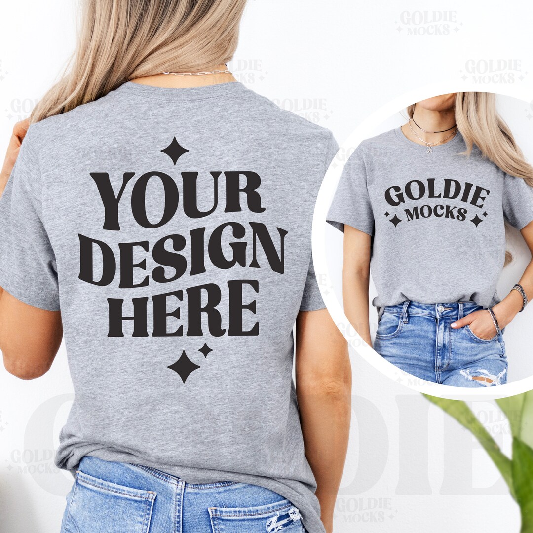 Bella Canvas 3001 Athletic Heather Tshirt Front & Back Mockup | BC 3001 ...