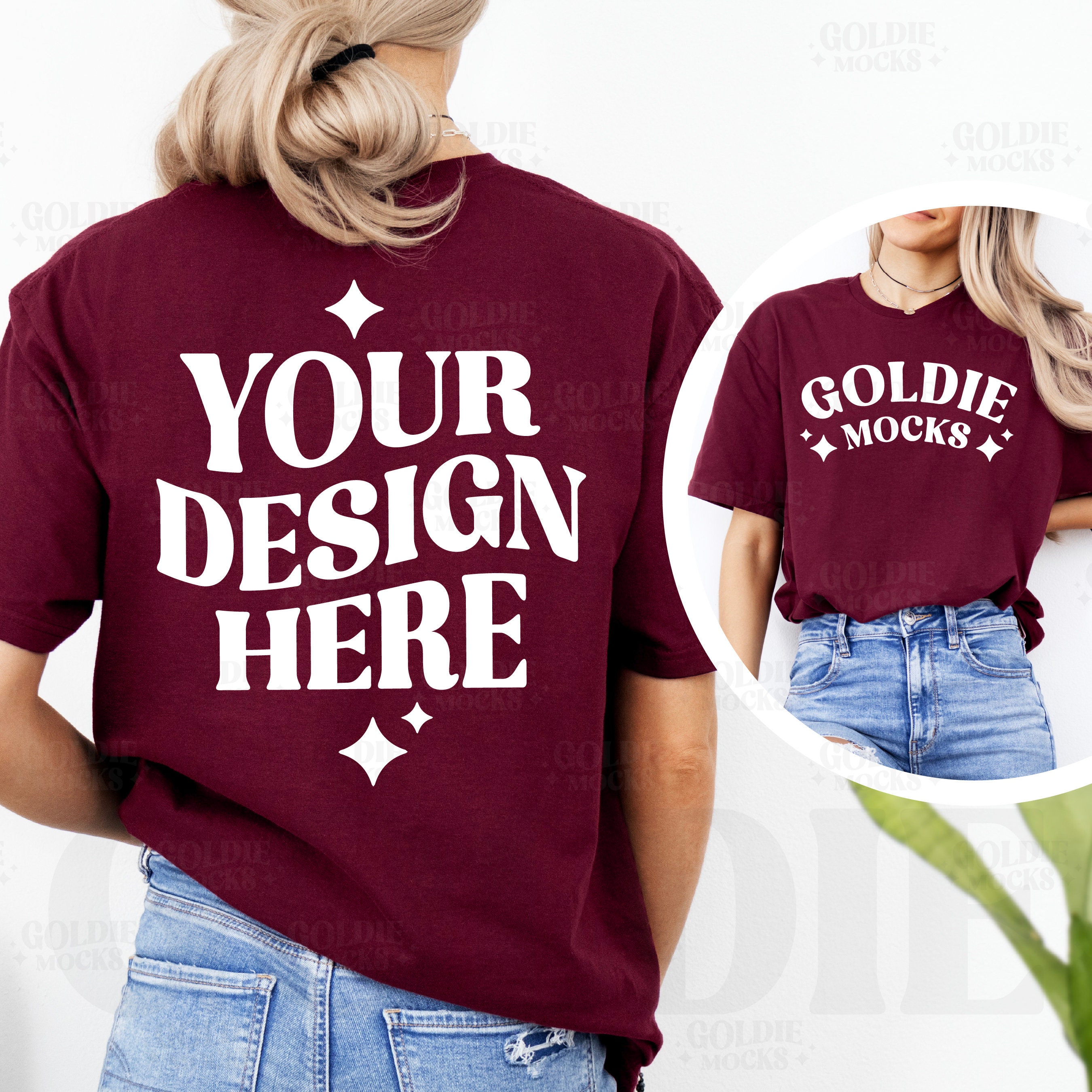着せ替え服・アウトフィット hir0.to.maron Gildan 64000 Maroon Tshirt Front & Back Mockup | G640 Maroon T