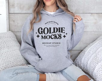 Gildan 18500 Sport Grey Hoodie Mockup | G185 Hooded Sweatshirt Mockup | Model | Gildan Sport Grey Hoodie | Simple Lifestyle Grey Hoodie Mock