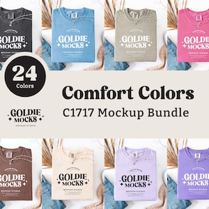 Comfort Colors C1717 Tshirt Flat Lay Mockup Bundle | CC 1717 T-Shirt Folded Flatlay Mock-up Bundle | Real Product | Neutral Boho Aesthetic