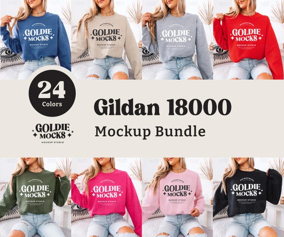 Gildan 18000 Sweatshirt Mockup Bundle | G180 Crewneck Sweatshirt Mock-up Bundle | Real Model Mock | Trendy Casual Neutral Boho Aesthetic