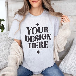 Bella Canvas 3001 Ash Tshirt Mockup | 3001 Ash Grey T-shirt Mockup | Real Model Mock | Simple Aesthetic Cozy Ash Bella Canvas Tee Shirt Mock