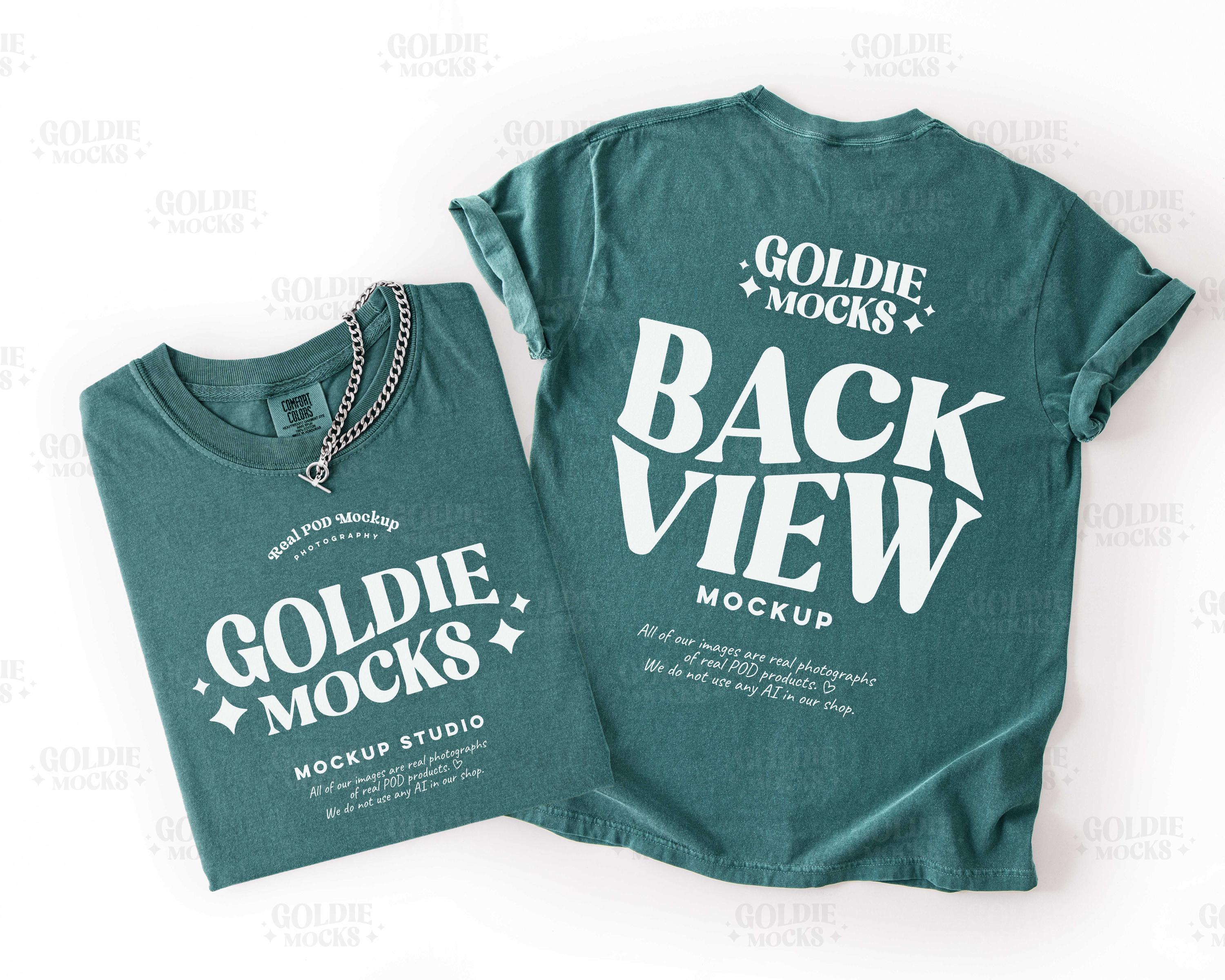 Comfort Colors C1717 Blue Spruce Tshirt Front Back Mockup | 1717