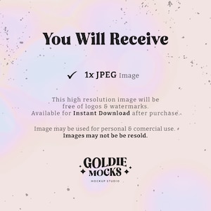 Puede incluir: Recibir&aacute;s una imagen JPEG. Esta imagen de alta resoluci&oacute;n est&aacute; libre de logotipos y marcas de agua. Est&aacute; disponible para descarga instant&aacute;nea despu&eacute;s de la compra. La imagen se puede utilizar para uso personal y comercial. Las im&aacute;genes no se pueden revender. Goldie Mocks Mockup Studio.