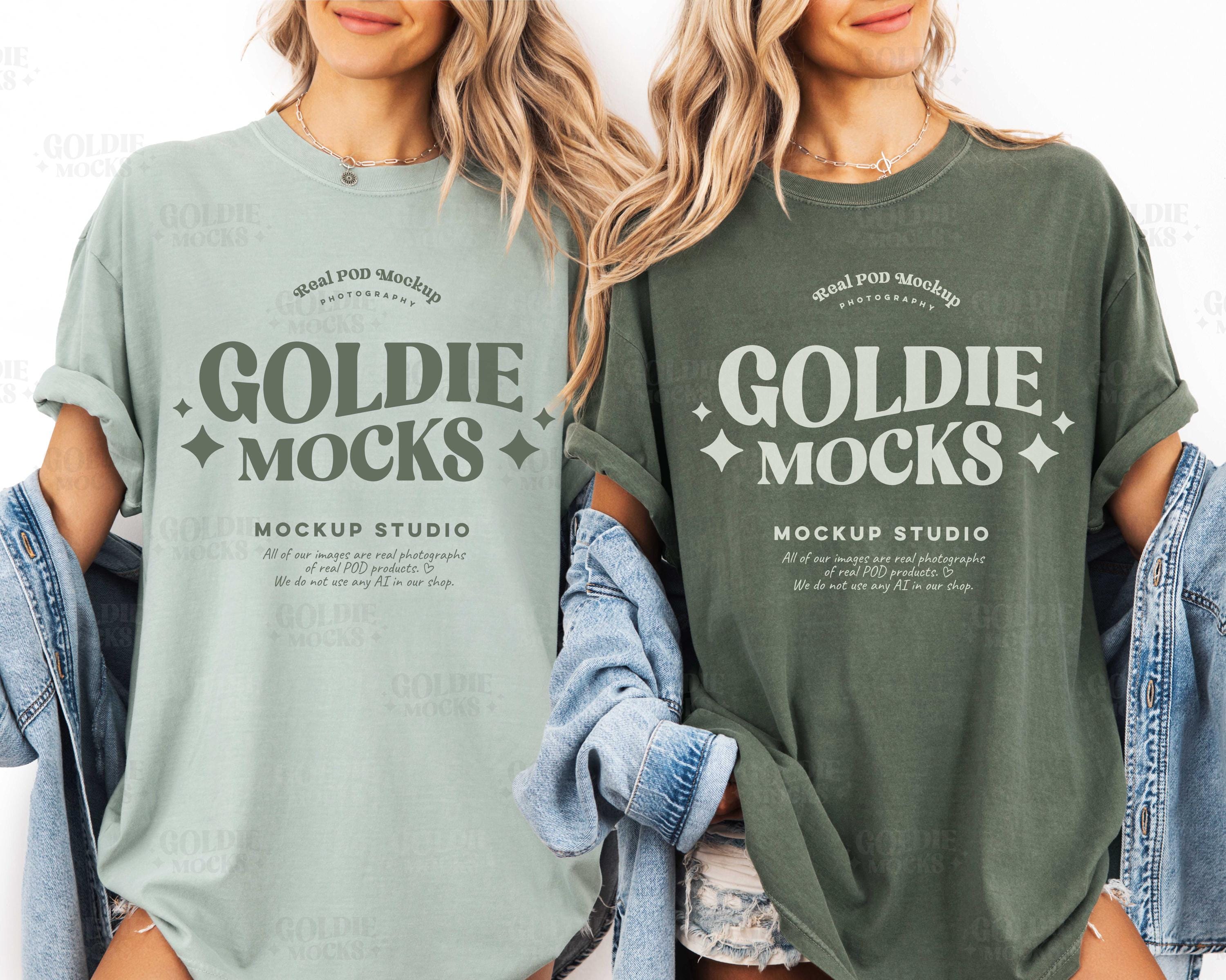 Comfort Colors C1717 Moss & Bay Group Shirt Mockup | 1717 Moss Bay