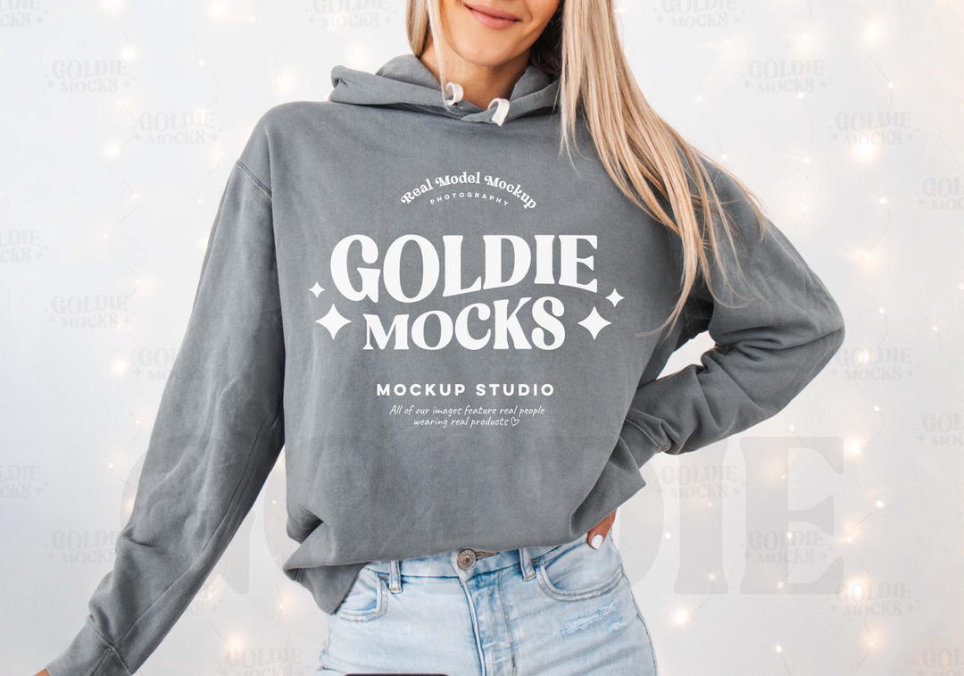 Comfort Colors 1467 Grey Hoodie Mockup | CC 1467 Grey Hooded Sweatshirt ...