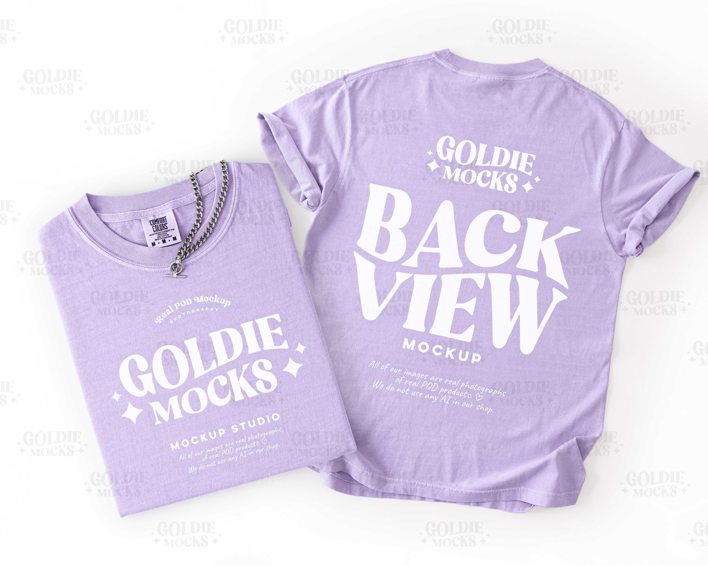Comfort Colors C1717 Orchid Tshirt Front Back Mockup | CC 1717