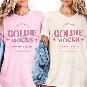 Bella Canvas 3001 ナチュラル＆ソフトピンク グループシャツ モックアップ | 3001 ナチュラルピンク Tシャツ モックアップ | 実モデル | ブライダル バチェロレッテ ダブルモックアップ
