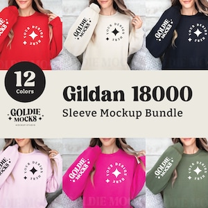 Gildan 18000 Sleeve Mockup Bundle | G180 Sweatshirt Sleeve Mock-up Bundle | Model Mockup | Minimal Simple Gildan 18000 Crewneck Sleeve Mocks