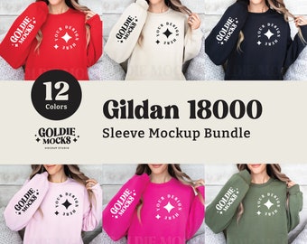 Gildan 18000 Sleeve Mockup Bundle | G180 Sweatshirt Sleeve Mock-up Bundle | Model Mockup | Minimal Simple Gildan 18000 Crewneck Sleeve Mocks