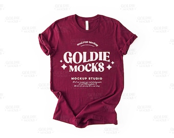 Bella Canvas 3001 Maroon Shirt Flat Lay Mockup | BC 3001 Maroon Tshirt Mock-up | Real Product Mock | Simple Neutral Minimal Basic Plain