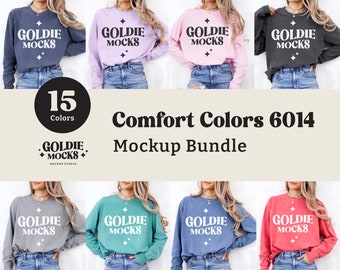 Comfort Colors 6014 Long Sleeve Shirt Mockup Bundle | C6014 Shirt Mocku-up Bundle | Real Model Mock | Minimal Spring Summer Simple Casual