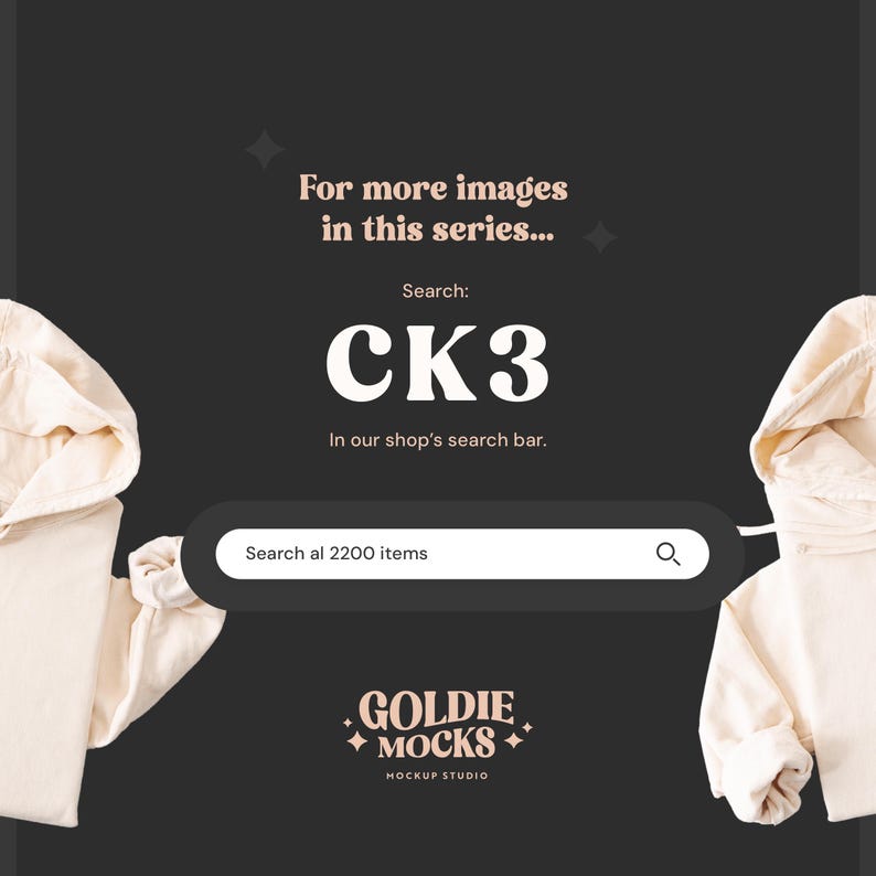 Peut inclure: Publicit&eacute; pour un studio de maquette avec un fond sombre et le texte "Pour plus d'images dans cette s&eacute;rie..." et "Rechercher : CK3". Une barre de recherche est pr&eacute;sente avec le texte "Rechercher al 2200 articles". Le logo du studio est en bas.