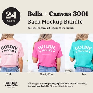 Bella Canvas 3001 Tshirt Back Mockup Bundle | BC 3001 Shirt Back View Mock-up Bundle | Real Model Mock | Minimal Back of T-Shirt Mockups image 7