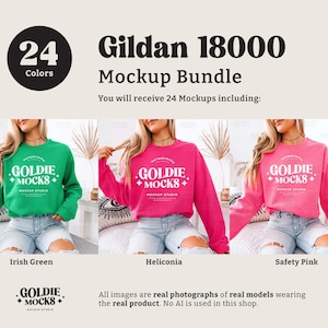 Gildan 18000 Sweatshirt Mockup Bundle | G180 Crewneck Sweatshirt Mock-up Bundle | Real Model Mock | Trendy Casual Neutral Boho Aesthetic image 7