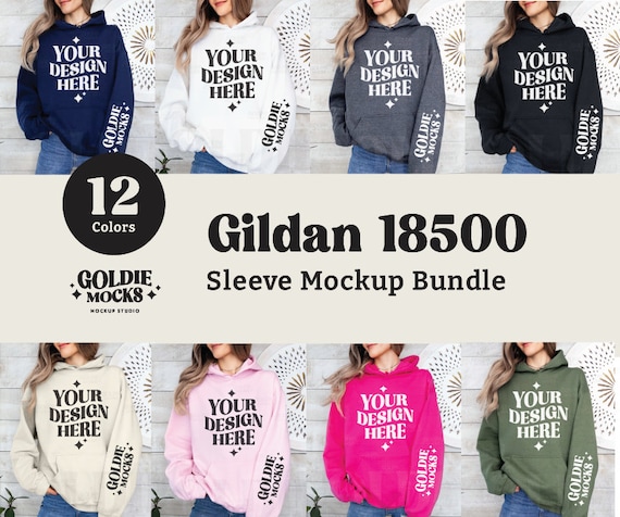 Gildan 18500 Sleeve Mockup Bundle | G185 Hoodie Sleeve Mock-up Bundle | Real Model Mock | Minimal Simple Gildan 185 Hoodie Arm Sleeve Mockup