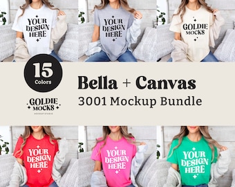 Bella Canvas 3001 Tshirt Mockup Bundle | 3001 Shirt Mock-up Bundle | Real Model Mock | Neutral Casual Simple Bella Canvas T-Shirt Mockups
