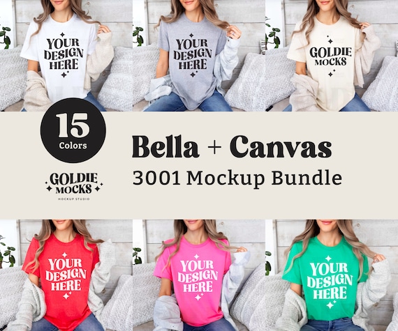 Bella Canvas 3001 Tshirt Mockup Bundle | 3001 Shirt Mock-up Bundle | Real Model Mock | Neutral Casual Simple Bella Canvas T-Shirt Mockups