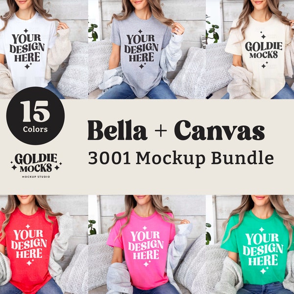 Paquete de maquetas de camisetas Bella Canvas 3001 / Paquete de maquetas de camisas 3001 / Maqueta de modelo real / Maquetas de camisetas Bella Canvas simples informales neutrales