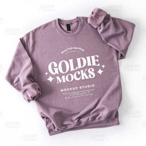 Gildan SF000 Paragon Sweatshirt Mockup | SF000 Purple Crewneck Flat Lay Mock-up | Real Flatlay Mock | Simple Minimal Basic Plain Background