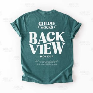 Comfort Colors C1717 Blue Spruce Shirt Flat Lay Back Mockup | 1717 Green Tshirt Back Mock-up | Real Product Mock | Minimal Basic Back View