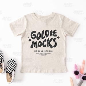 Rabbit Skins 3321 Maquette de t-shirt chiné naturel | 3321 Maquette de t-shirt naturel pour tout-petit | Produit fictif réel | Enfants Simple Minimal Neutre