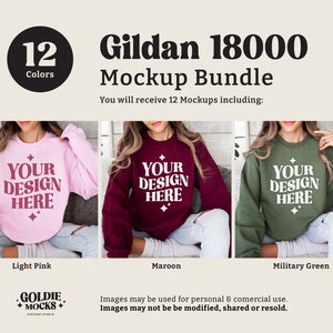 Gildan 18000 tröja mockup-paket | G180 rund hals mockup-paket | Modellmockup | Neutral Casual Enkel Höst Vinter Gildan 18000 mockups bild 4