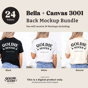 Bella Canvas 3001 Tshirt Back Mockup Bundle | BC 3001 Shirt Back View Mock-up Bundle | Real Model Mock | Minimal Back of T-Shirt Mockups image 2