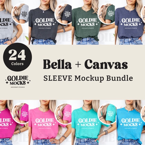 Pacchetto di mockup manica maglietta Bella Canvas 3001 / Pacchetto di mockup manica camicia 3001 / Mock modello reale / Manica semplice semplice Bella Canvas