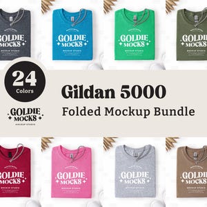 Gildan 5000 Tshirt Flat Lay Mockup Bundle | G500 Folded T-Shirt Mock-up Bundle | Real Product | Trendy Minimal Simple Neutral Aesthetic