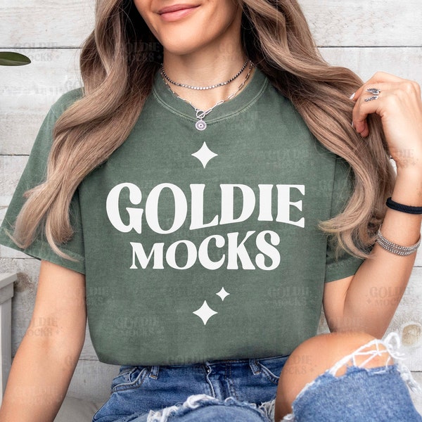 Comfort Colors C1717 Moss Shirt Mockup | CC Green Tshirt Mock-up | Real Model Mock | C1717 Moss Green | Minimal Simple Aesthetic Boho Casual