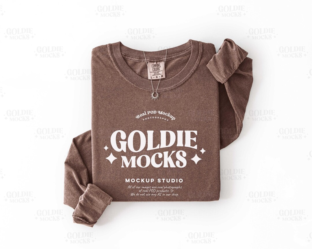 Comfort Colors C6014 Espresso Shirt Mockup | 6014 Brown Folded