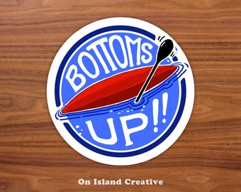 Bottoms up kayak sticker