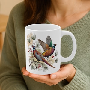 Vintage Pheasant Mug: Rustic Bird Art Coffee Cup