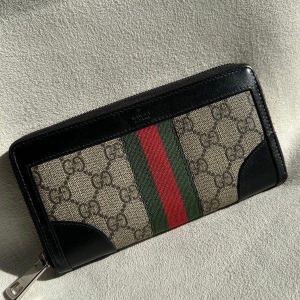 Authentic GUCCI GG Long Zip Around Wallet