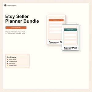 Etsy Seller Planner Bundle, 2027 Shop Tracker, Listing Planner, Keyword Log, Review Tracker, Digital Business PDF