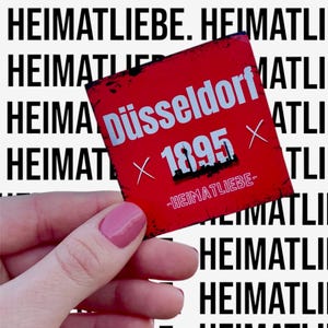 100 autocollants « Düsseldorf 1895 Heimatliebe » #Heimatliebe #Düsseldorf #Sticker #Rougeblanc #Autocollant 55 x 55 mm