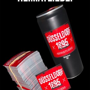 100x Autocollants "Düsseldorf 1895 Heimatliebe" #Heimatliebe #Düsseldorf #Sticker #Redwhite #autocollant 55 x 55 mm - NOUVEAU DESIGN -