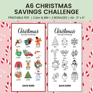 Christmas Savings Challenge Printable A6 Money Saving Challenge Printable for Christmas Savings Tracker Mini Saving Challenge