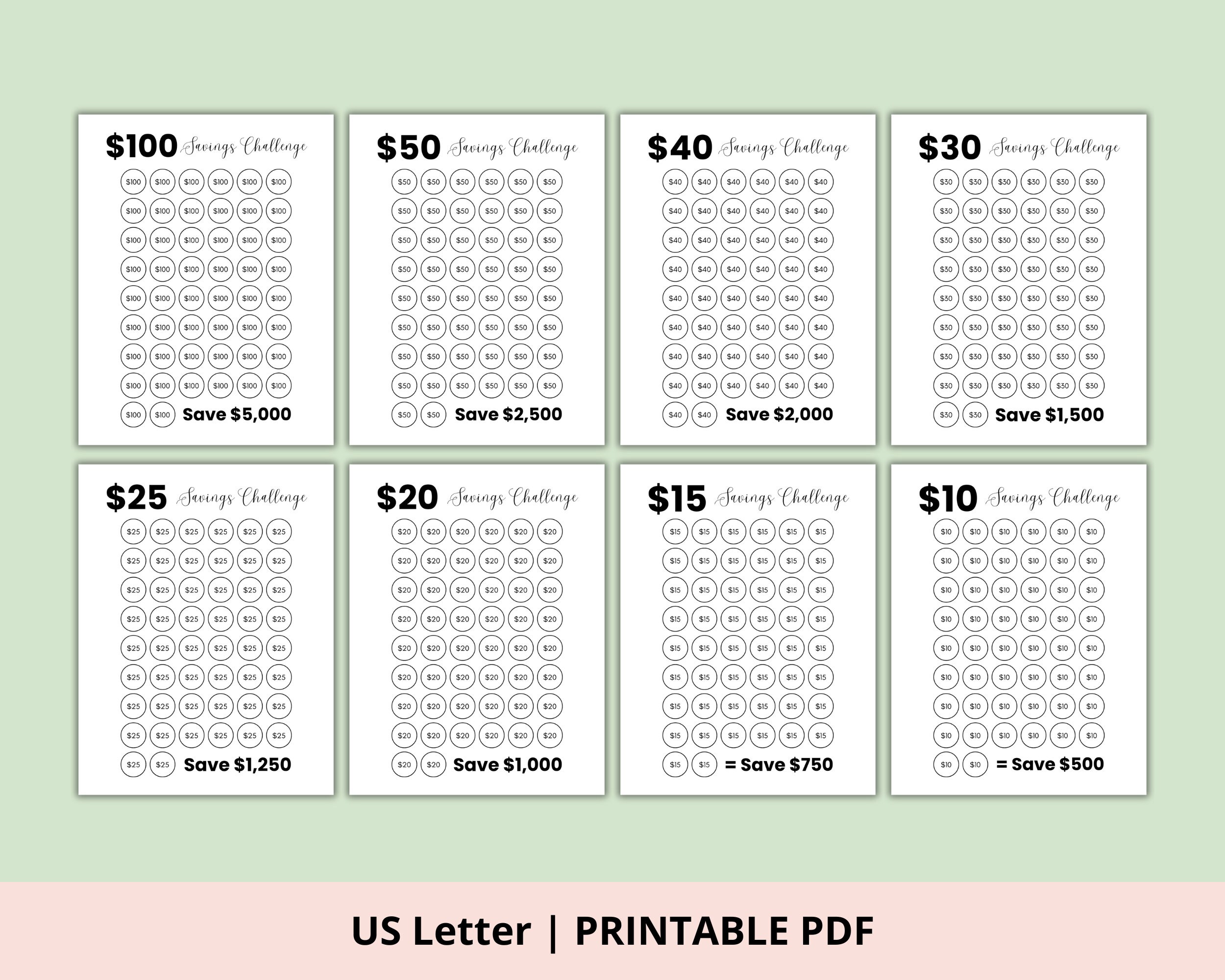 Money Saving Challenge Printable Savings Tracker Printables Etsy