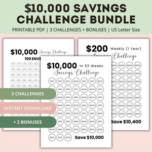 10K Savings Challenge Bundle | Savings Tracker | Savings Challenge | 10000 Money Saving Challenge | 10,000 Savings Tracker | Emergency Fund