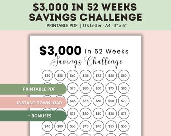 Savings Challenge Printable Savings Tracker A6 Savings Etsy