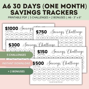 30 Day Savings Challenge Bundle, Money Saving Challenge Printable, 30 Days Savings Challenge, Savings Trackers Printable, Cash Stuffing