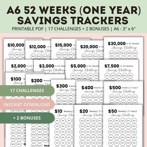 Savings Challenge Printable Bundle Saving Challenge A6 Money Challenge Printable Savings Trackers One Year Savings Challenge to Pay Off Debt
