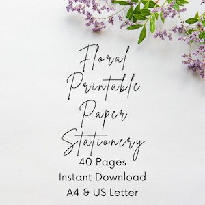 Floral Printable Letter Paper, Printable Notes Sheet, Letter Writing, Writing Paper Printable, Printable digital paper - INSTANT DOWNLOAD