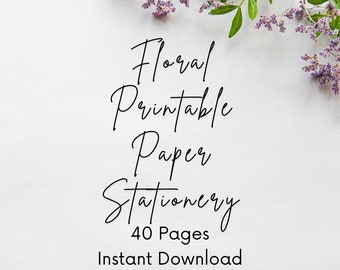Floral Printable Letter Paper, Printable Notes Sheet, Letter Writing, Writing Paper Printable, Printable digital paper - INSTANT DOWNLOAD