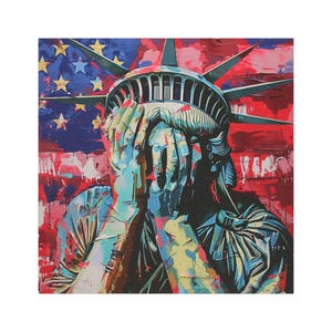 Crying Statue of Liberty Car Magnet, Patriotic Fridge Magnet, USA Democracy Supporter Gift, Political Bumper Sticker, American Flag Decal,