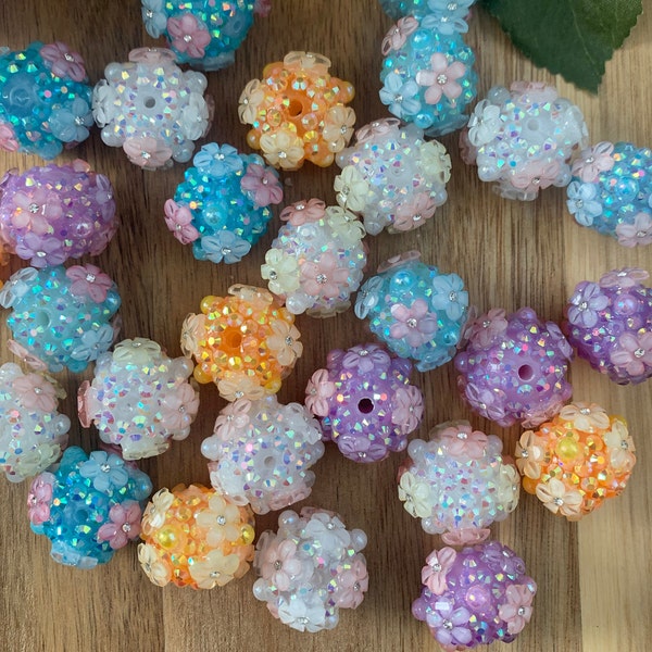 Flower Sparkle Beads | Flowers With Rhinestones | Flower Beads | Fancy Beads | Spring Beads | Beads That Fit On Pen