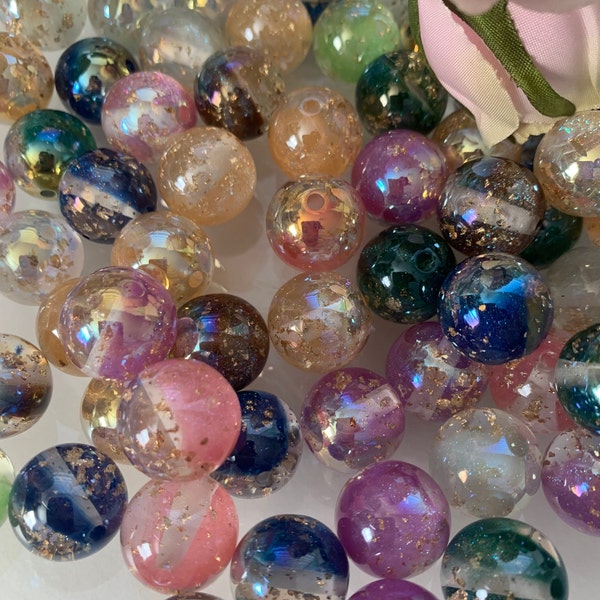 Gold Flecks Beads | Shiny Beads | Gold Shimmer Beads | Gold Mix Beads | Glitter Beads | Sparkle Beads