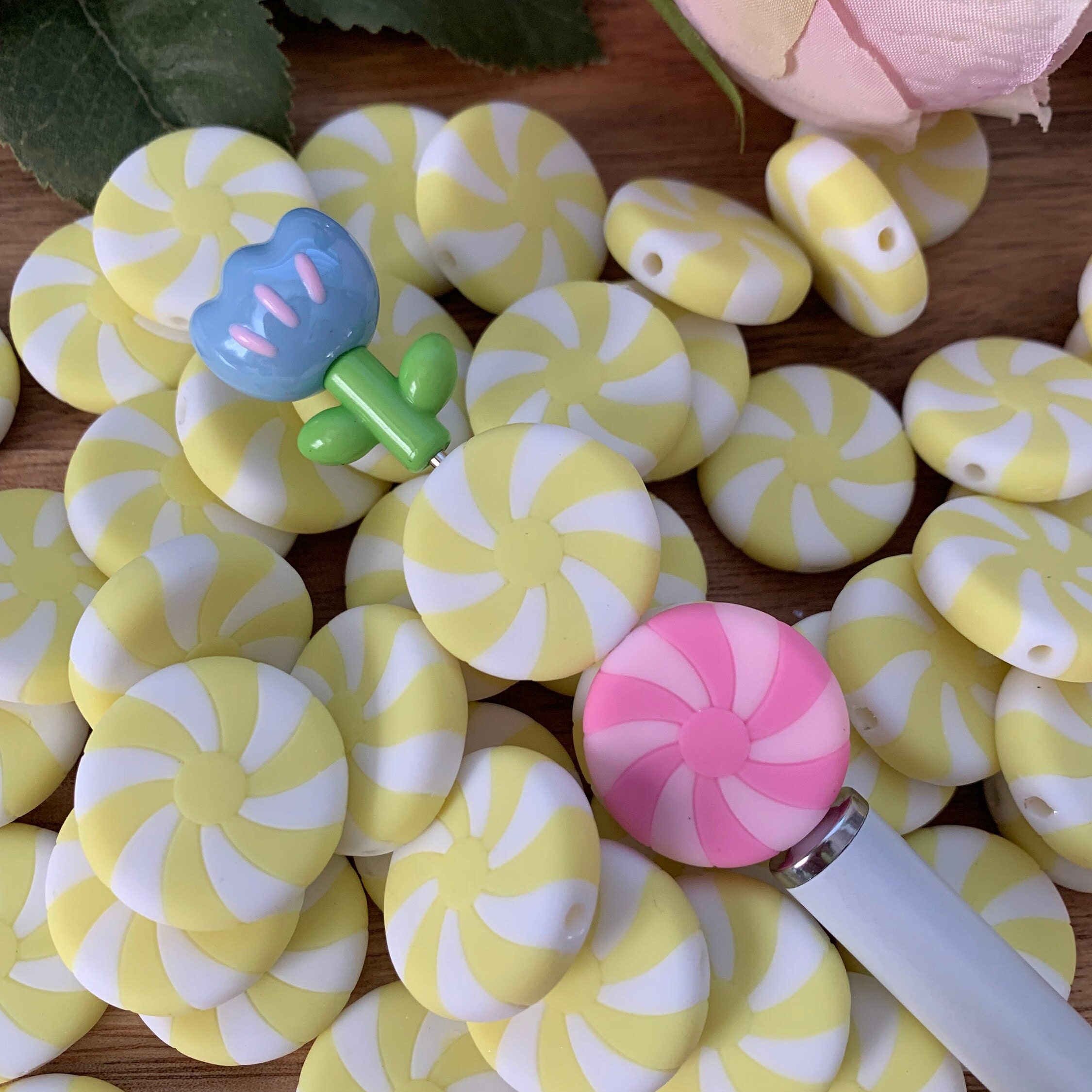 Sweet Candy Barrel Bead Assortment, Marbled Pony Beads